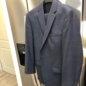 Calvin Klein Navy Blue Window Pane Suit